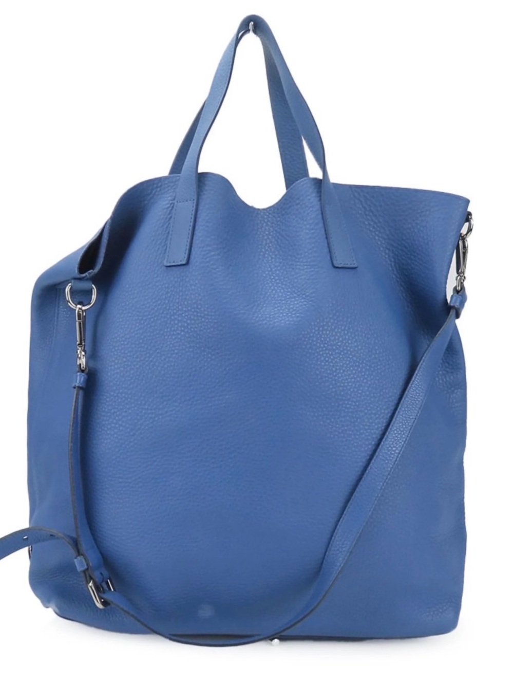 PRADA BLUE LEATHER SLOUCHY SHOPPER TOTE 31; EUC w/ COA